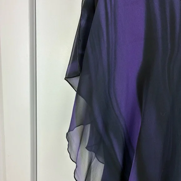 Studio 1940 Sheer Romantic Stylish Chiffon Purple Black Blouse Top Size 14/16 g - Picture 4 of 8
